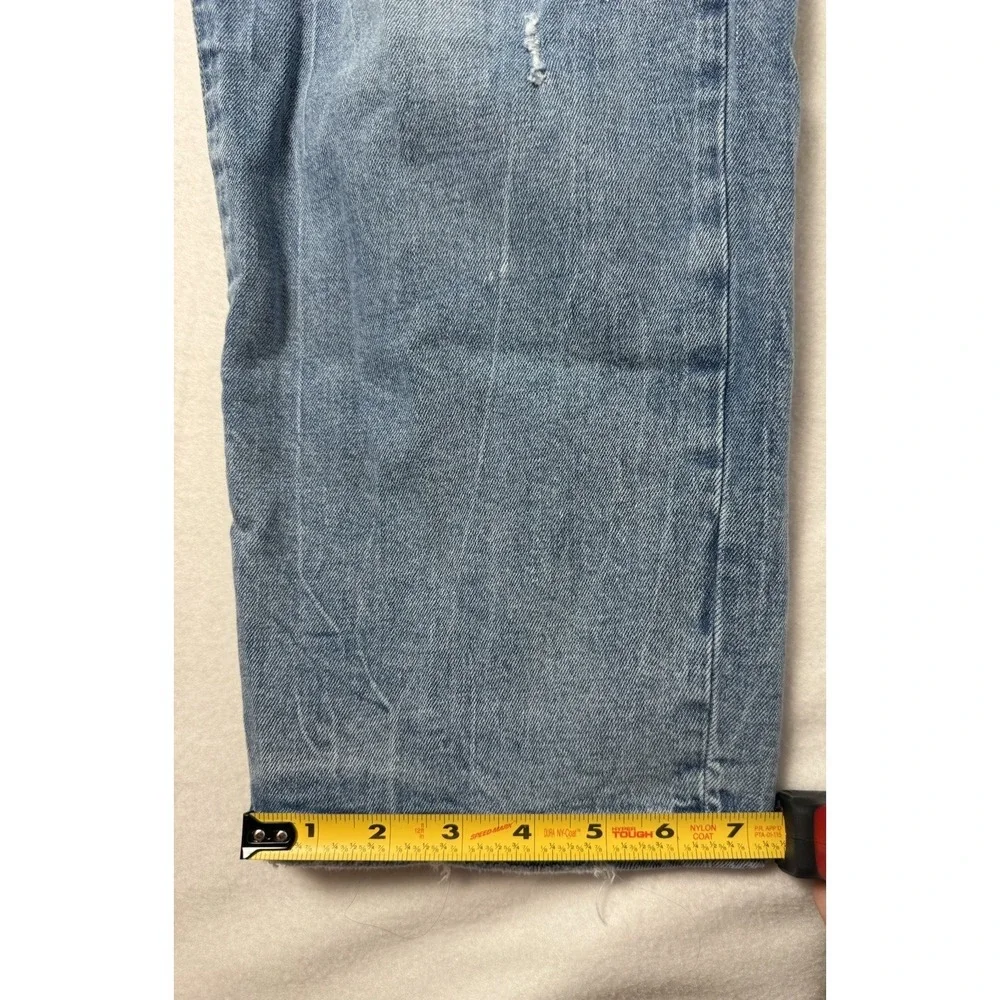 Dear John Frankie Straight Jeans Womens 33 Super High Rise Distressed Light Wash